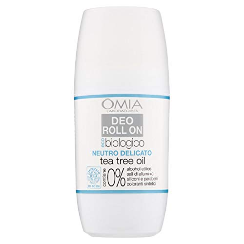 Omia, Deo Roll On Eco Bio mit Teebaumöl, geruchshemmend, erfrischendes Deodorant, ohne Aluminiumsalze, Frische für 24 Stunden, Deodorant für Damen und Herren, dermatologisch getestet - 50 ml von Omia