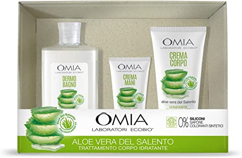 Omia Aloe Vera del Salento Geschenkbox für Damen, Bade-Set, Körper- und Haarpflege-Set mit Handcreme, Körpercreme und Duschgel, 3 Stück von Omia