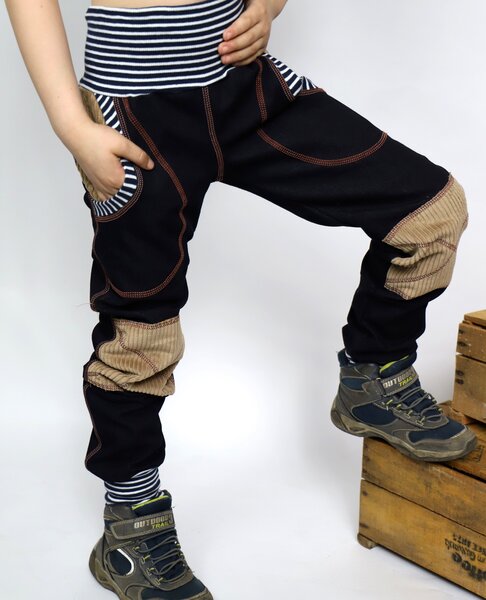 Omilich Kinder-/Baby-Mitwachs-Jeans mit Taschen und Cordflicken von Omilich