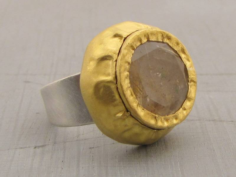Rutilquarz Statement Ring 24K Gold Und Silber Eleganz von Omiya