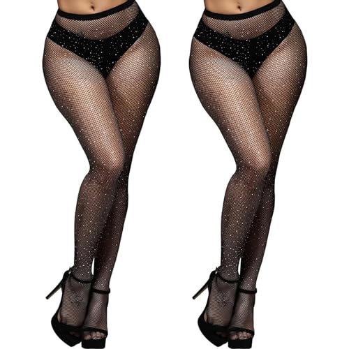 2PCS Netzstrumpfhose Glitzer Strumpfhose Damen,Strumpfhose mit Glitzer,Netzstrumpfhose Schwarz Glitzer Netzstrumpfhose,Glitzer Strumpfhose Glitzer Damen,für Partys,Shows,Tänze,Schwarz+Schwarz von Omlalayi