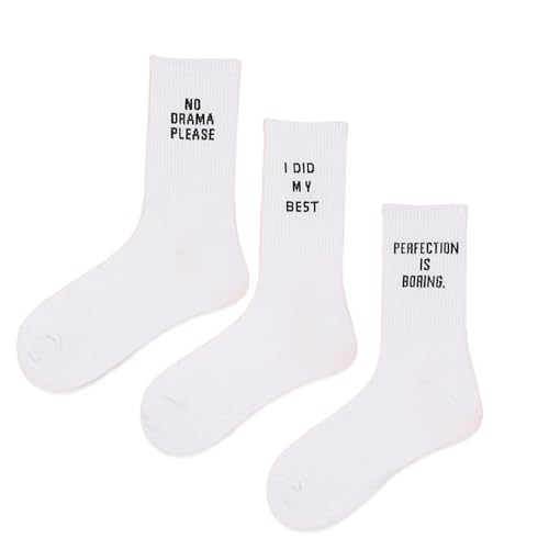 Omlalayi 3 Stile Baumwolle Socken mit Spruch,36-42 Baumwollsocken Lustige Sportsocken mit Motiv,Statement Socken,Eulenschnitt Socken,Socken Lustig Damen,Motiv Socken für Den Täglichen von Omlalayi