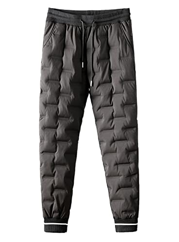 Ommda Damen Warme Leichte Winter Daunenhose Jogginghose mit Hohe Taillen, Wasserabweisende Ski Schnee Outdoor Isolierte Hose Daunenhose, Schwarz-Weiss, S von Ommda