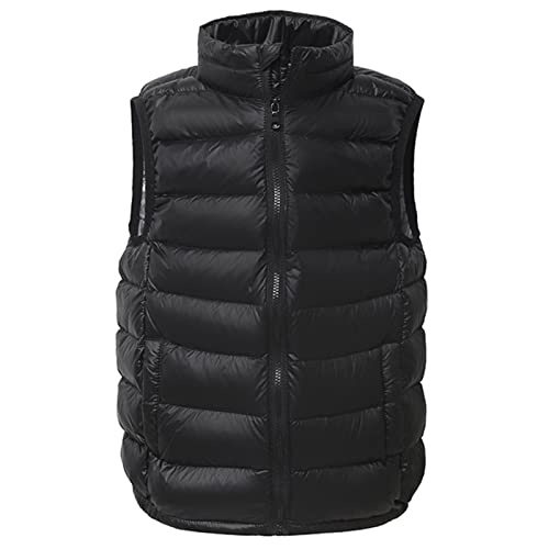 Ommda Daunenweste Kinder Winter, Warme Leichte Bodywarmer Weste Steppweste, ärmellose Daunenjacke für Jungen Mädchen, Schwarz, 6-8 Jahre von Ommda