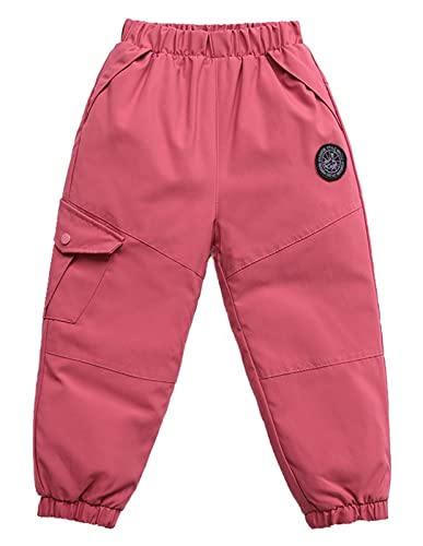 Ommda KinderJungen Mädchen Winter Dicke Winddichte Schneehose Leichte Daunenhose mit Gummizug in der Taille Ski Hosen Sporthose Jogginghose, Rot 02 von Ommda