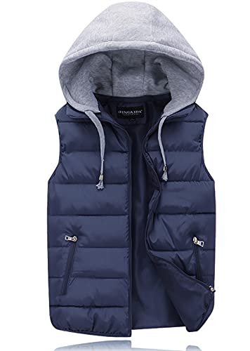 Ommda Steppweste Herren mit Kapuze Leichte Ärmellos Weste Outdoor mit Reißverschluss Marine XS von Ommda