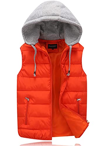 Ommda Steppweste Herren mit Kapuze Leichte Ärmellos Weste Outdoor mit Reißverschluss Orange L von Ommda