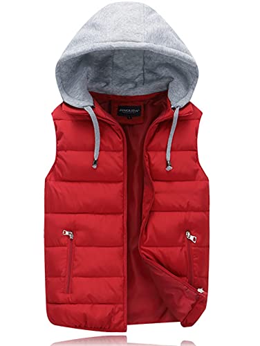 Ommda Steppweste Herren mit Kapuze Leichte Ärmellos Weste Outdoor mit Reißverschluss rot XL von Ommda