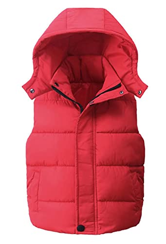 Ommda Steppweste Jungen Mädchen Winter Warme Weste Leicht Kapuzenweste Bodywarmer Daunenweste Gesteppte Ärmellose Jacke Rot 9-12 Jahre von Ommda