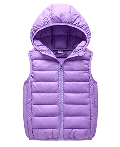 Ommda SteppwesteJungen Mädchen Winterjacke Warme Leichte Kapuzenweste Outfit Bodywarmer Gesteppte Ärmellose Jacke Lila 13-15 Jahre von Ommda
