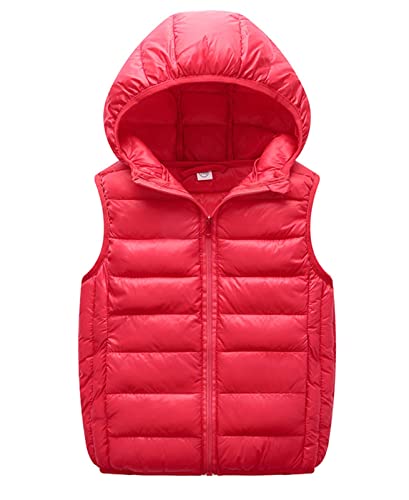 Ommda SteppwesteJungen Mädchen Winterjacke Warme Leichte Kapuzenweste Outfit Bodywarmer Gesteppte Ärmellose Jacke Rot 2-3 Jahre von Ommda