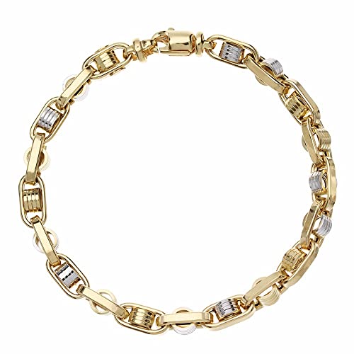 Armband aus 18 Karat Gelbgold und Weißgold für Herren, Gelbgold Stein, ohne Steine von OmniaOro