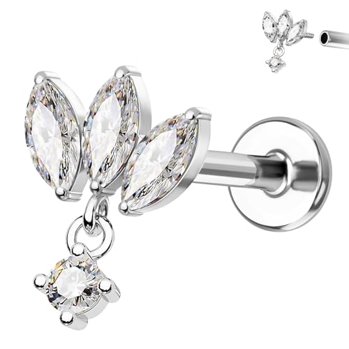 Omnikryp Helix Piercing, G23 Titan Tragus Piercing, Blume Lippenpiercing Innengewinde für Damen, Ohrpiercing 10mm, Universalpiercing für Helix Tragus Ohrstecker Labret Conch Lippe Omnikryp Helix Piercing, G23 Titan Tragus Piercing, Blume Lippenpiercing Innengewinde für Damen, Ohrpiercing 10mm, Universalpiercing für Helix Tragus Ohrstecker Labret Conch Lippe von Omnikryp