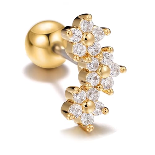 Omnikryp Rostfreier Stahl Knorpel Ohrringe, Blume Ohr Piercing, Gold Conch Piercing Innengewinde Knorpel Ohrpiercing, Hypoallergene Ohrringe für Frauen und Mädchen Omnikryp Rostfreier Stahl Knorpel Ohrringe, Blume Ohr Piercing, Gold Conch Piercing Innengewinde Knorpel Ohrpiercing, Hypoallergene Ohrringe für Frauen und Mädchen von Omnikryp