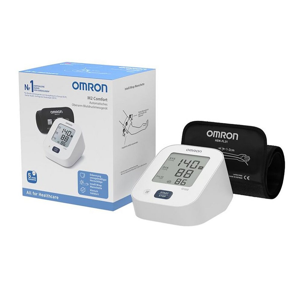 Omron Blutdruckmessgerät Blutdruckmessgerät M2 Comfort, Intelli Wrap Manschette für exakte Messungen von Omron