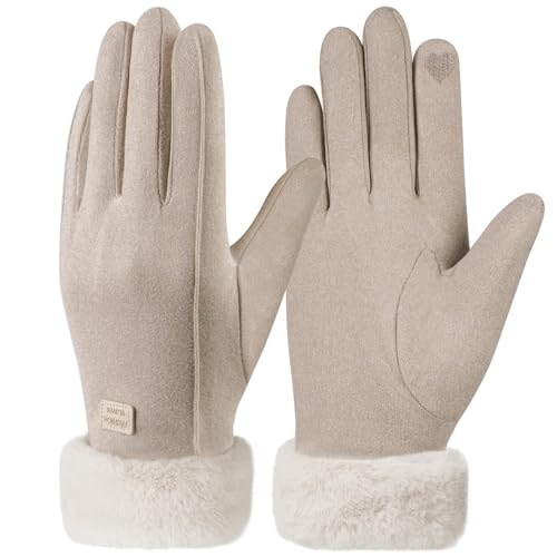 Omtofo Handschuhe Winter Damen Beige Touchscreen Warme Winterhandschuhe, Outdoor Winter Geschenke FüR Skifahren Radfahren Geschenk Omtofo Handschuhe Winter Damen Beige Touchscreen Warme Winterhandschuhe, Outdoor Winter Geschenke FüR Skifahren Radfahren Geschenk von Omtofo