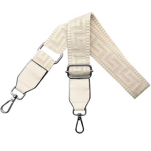 Omxyinma Schultergurt für Tasche Taschengurte zum Wechseln, Verstellbar Taschengurt Breit 3.8cm mit Leder Silber Karabiner - Taschenband Schulterriemen für Damen Handtaschen, Rein beige, T02 von Omxyinma