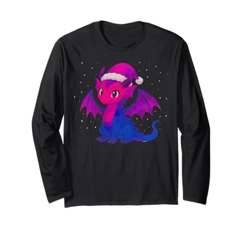 Anime Baby Dragon Christmas Santa Bisexual Pride Colors Langarmshirt von On Point LGBT Styles