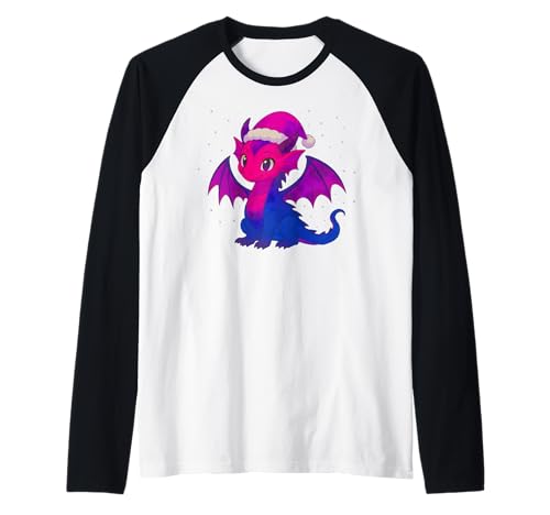 Anime Baby Dragon Christmas Santa Bisexual Pride Colors Raglan von On Point LGBT Styles
