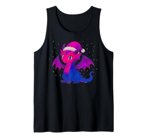 Anime Baby Dragon Christmas Santa Bisexual Pride Colors Tank Top von On Point LGBT Styles