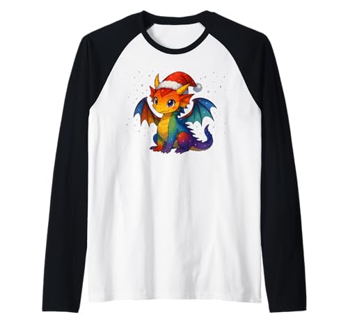 Anime Baby Dragon Christmas Santa Rainbow LGBTQ Pride Snow Raglan von On Point LGBT Styles