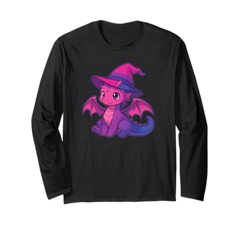 Cute Anime Baby Dragon Witch Kawaii Bisexual Pride Colors Langarmshirt von On Point LGBT Styles