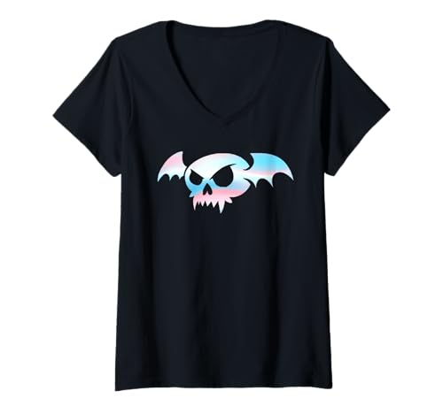 Damen Transgender Bat Vampire Skull Trans Pride Goth Halloween T-Shirt mit V-Ausschnitt von On Point LGBT Styles