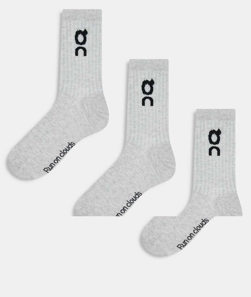 ON - 3er-Pack hohe Socken in Grau mit Logo von On Running
