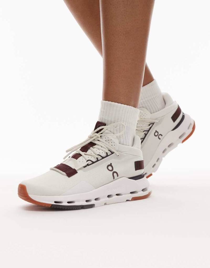 ON - Cloudnova 2 - All-Day-Sneaker in Weiß und Burgunderrot von On Running
