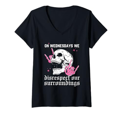Damen Totenkopf Mittwochs respektieren wir unsere Umgebung Nicht T-Shirt mit V-Ausschnitt Damen Totenkopf Mittwochs respektieren wir unsere Umgebung Nicht T-Shirt mit V-Ausschnitt von On Wednesdays We Disrespect Our Surroundings Tees
