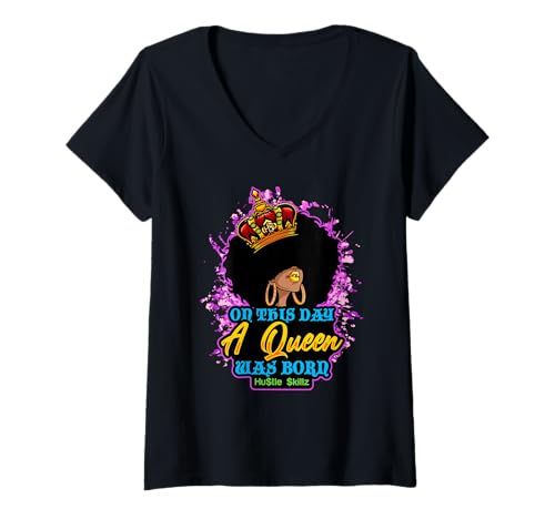 Damen An diesem Tag wurde eine Königin geboren T-Shirt mit V-Ausschnitt Damen An diesem Tag wurde eine Königin geboren T-Shirt mit V-Ausschnitt von On this day a queen was born
