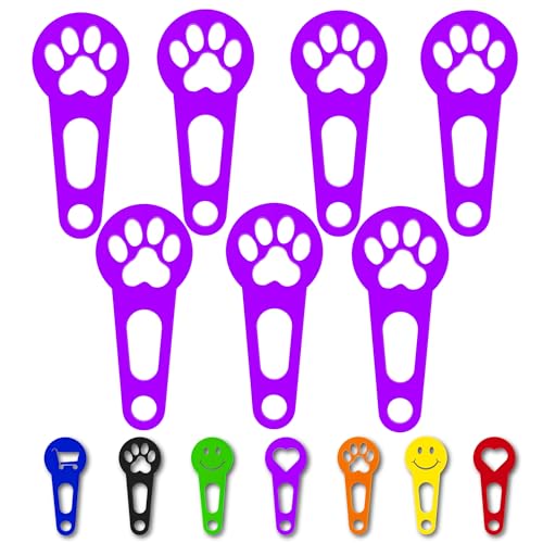 OnAir Einkaufswagenchips Einkaufswagenlöser zum sofort abziehen; Einkaufswagen-Chip Schlüsselanhänger; Einkauf-Wagenchip sofort wieder ablösen und Schlüssel einstecken (Violett, Pfote, 7 Stück) von OnAir