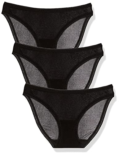 OnGossamer Damen Gossamer Mesh 3 Pack Unterwäsche im Bikini-Stil, Schwarz, S von OnGossamer