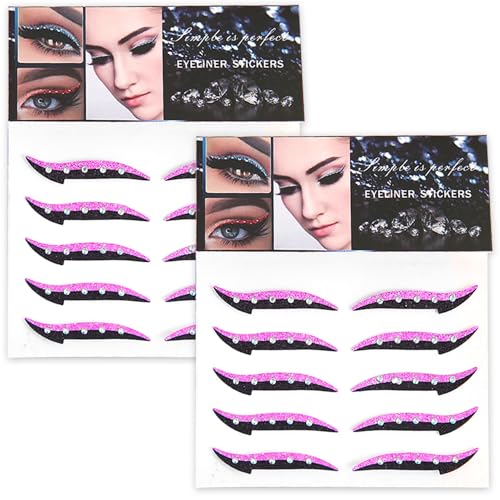 10 Paare Kristall Eyeliner Aufkleber wiederverwendbares Glitzer Eyeliner Aufkleber wasserdichte Sofortklebstoffstäbchen am Eyeliner Lidschatten Strop für Dress -up -Party Rose Rot von OnIUeZky