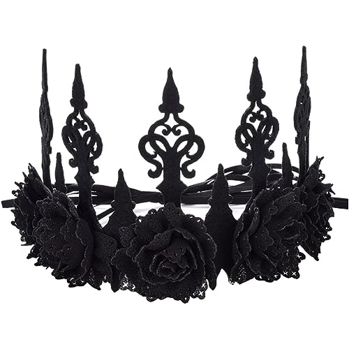 Gothic Blumen Kopfstück Halloween Vintage Crown Stirnband Schwarz Rose Stirnband Accessoire für Frauen Mädchen. von OnIUeZky