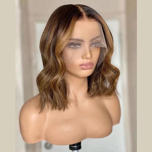 Kurze Bob Pixie Frisur Lose Wavy 13x6 HD Transparent Lace Front Perücke Echthaar for Schwarze Frauen Honigblond Highlightfarbe Perücke mit Babyhaar Vorgezupft 150% Haardichte (Color : Hi Kurze Bob Pixie Frisur Lose Wavy 13x6 HD Transparent Lace Front Perücke Echthaar for Schwarze Frauen Honigblond Highlightfarbe Perücke mit Babyhaar Vorgezupft 150% Haardichte (Color : Hi von OnSaya