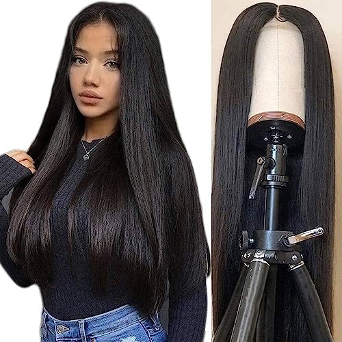 OnSaya Straight Human Hair Wigs Full Lace Pre Plucked Natural Hairline Natural Color Brazilian Virgin Hair with Baby Hair for Black Women 130% Density (Size : 22 Inch) von OnSaya