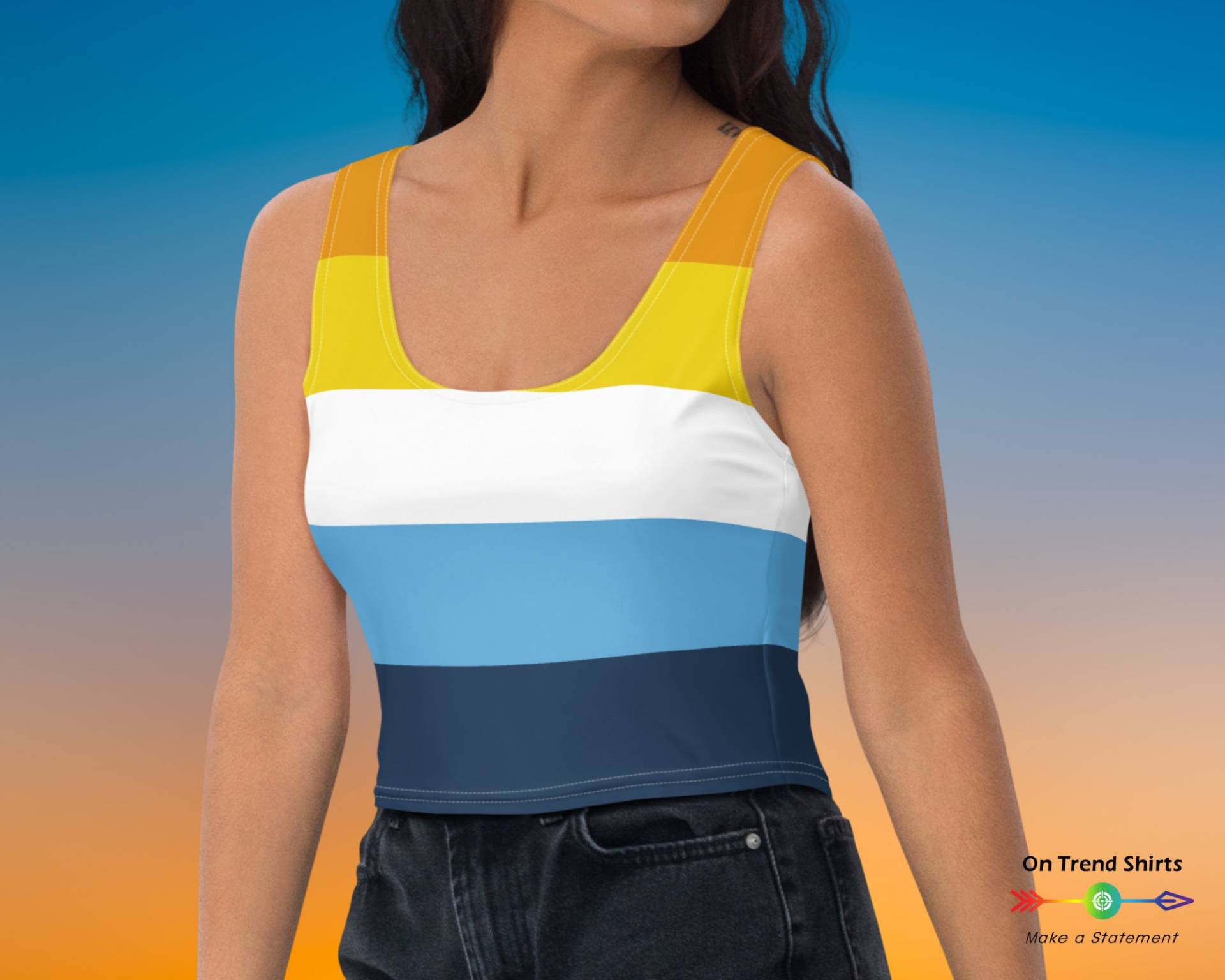 Aroace Sonnenuntergang Flagge Crop Top, Cropped Pride Tank Aro Ace Parade Outfit, Kleidung, Lgbtqia Aro-Ace Merch von OnTrendShirts