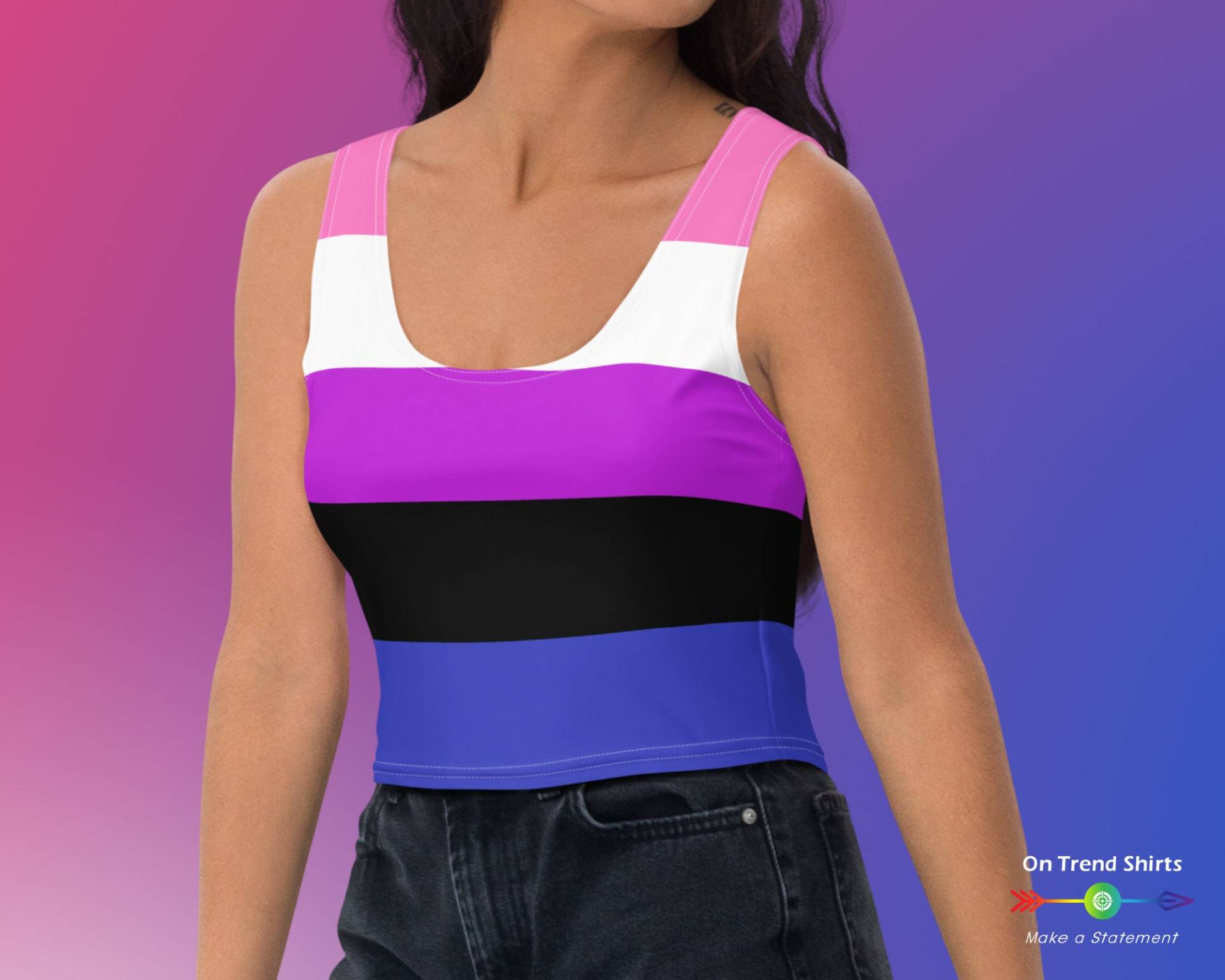 Genderfluid Flag Crop Top, Cropped Pride Tank Kleidung, Lgbtqia Parade Outfit, Queer Month Apparel von OnTrendShirts