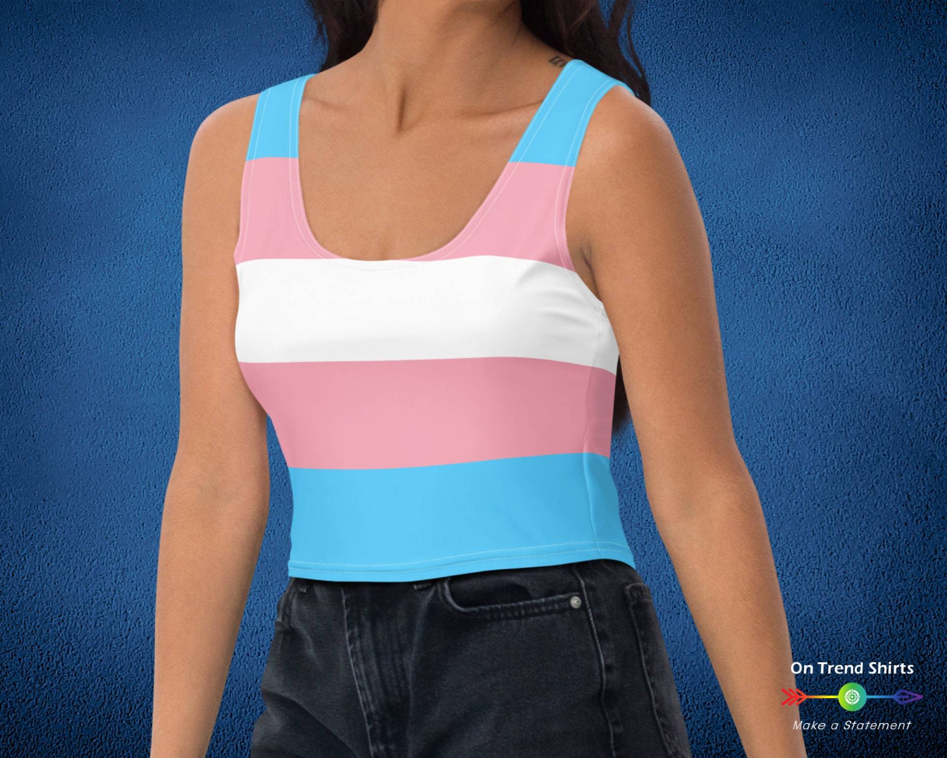 Transgender Flag Crop Top, Abgeschnittenes Pride Tank Trans Merch, Kleidung, Bekleidung von OnTrendShirts