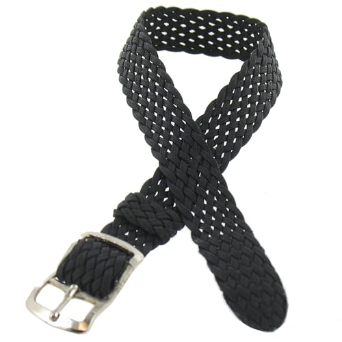 OnWatch Uhrenarmband, 10 mm, schwarz, Perlon, Nylon, geflochten, Handarbeit, 10mm, Perlon Nylon von OnWatch