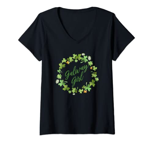 Damen Galway Girl St. Patrick's Day Shirt Damen Irish St. Paddy's T-Shirt mit V-Ausschnitt Damen Galway Girl St. Patrick's Day Shirt Damen Irish St. Paddy's T-Shirt mit V-Ausschnitt von OnaKarma Life