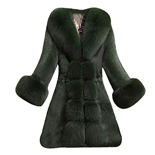 OnaiC Felljacke Damen Lang - Fleecejacke Mit Fellkargen Winter Kunstfellmantel Elegante Wollmantel Flausching Fleecejacke Weich Teddymantel Mode Plüschmantel Mittellang Winter Übergangsjacken von OnaiC