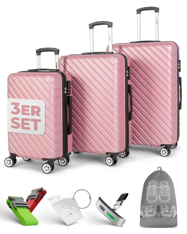 Onbest Kofferset 3er Hartschallen Trolley Set PREMIUM 20",24",28", 4 Rollen, (Set, 3 tlg., Hartschalen-Trolley Set), ABS-Material, mit viel Zubehör, wasserabweisend von Onbest