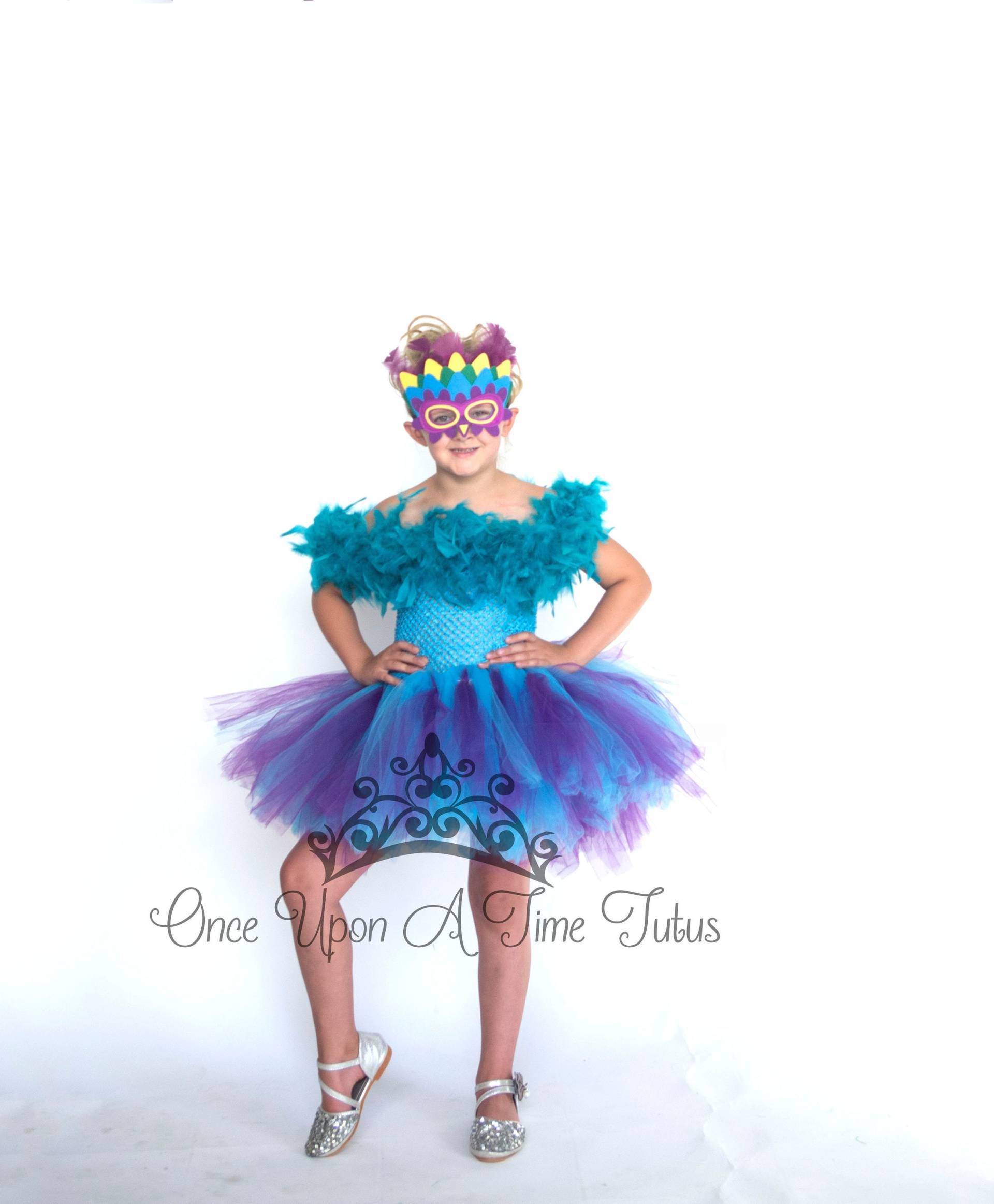Blau Lila Vogel Kostüm, Petrol Feder Kleid, Halloween-Kostüm, Kinder Papagei Baby Mädchen Tutu Kleinkind Pfau Kleid von OnceUponATimeTuTus