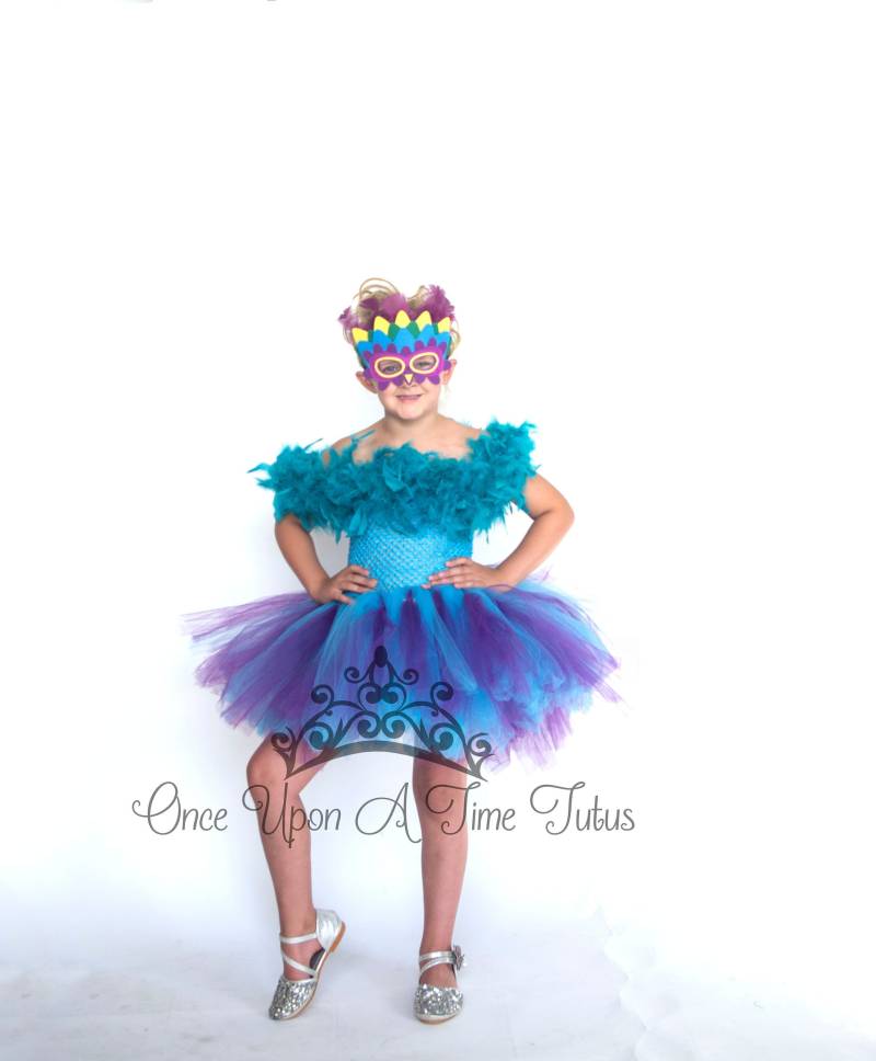 Blau Lila Vogel Kostüm, Petrol Feder Kleid, Halloween-Kostüm, Kinder Papagei Baby Mädchen Tutu Kleinkind Pfau Kleid von OnceUponATimeTuTus