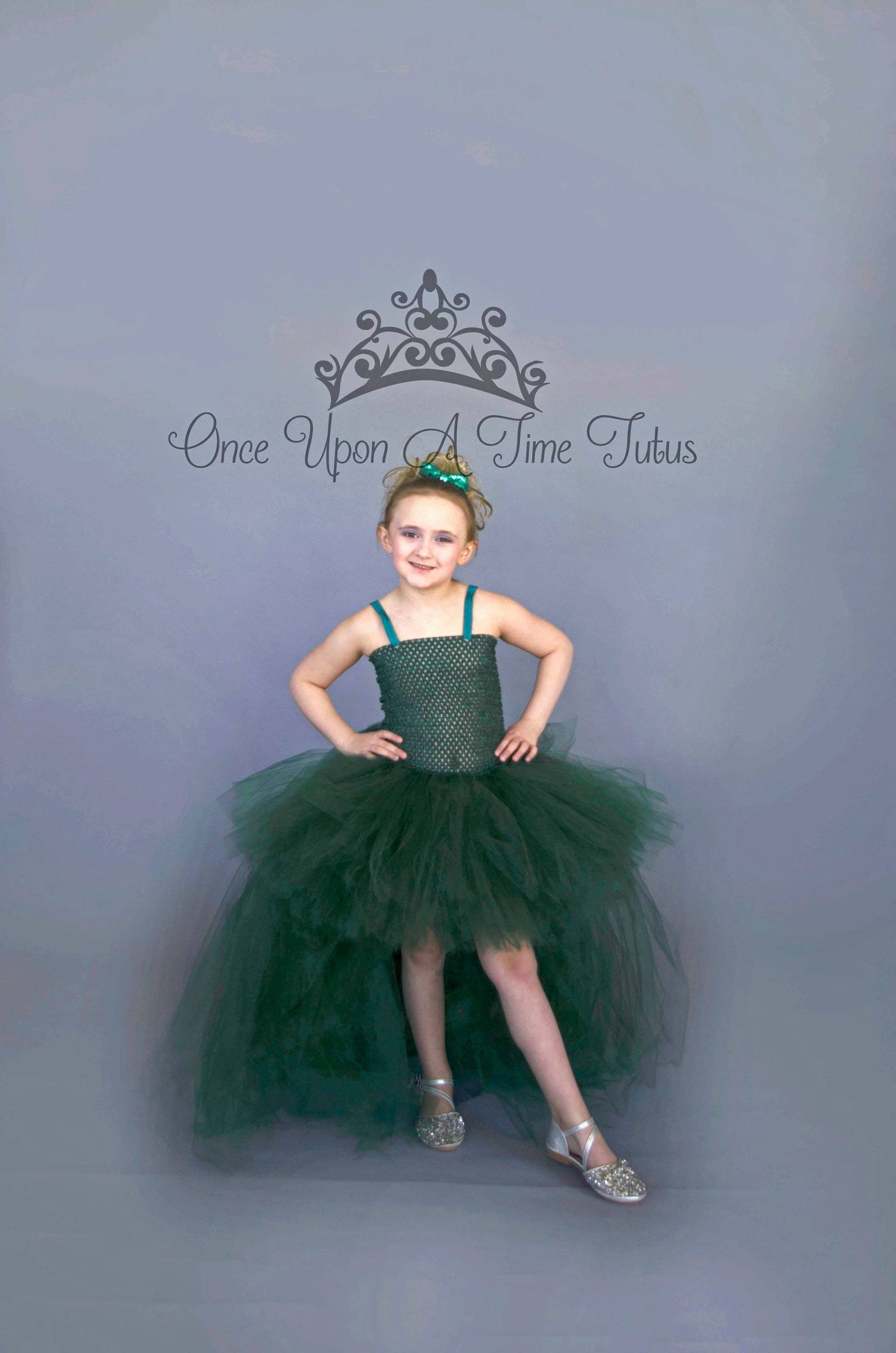 Dunkelgrünes Tütü Kleid, Mädchen Halloween Kostüm, Kinder Geburtstag Outfit, Medusa High Low Tüll Festzug, Jäger Grün von OnceUponATimeTuTus