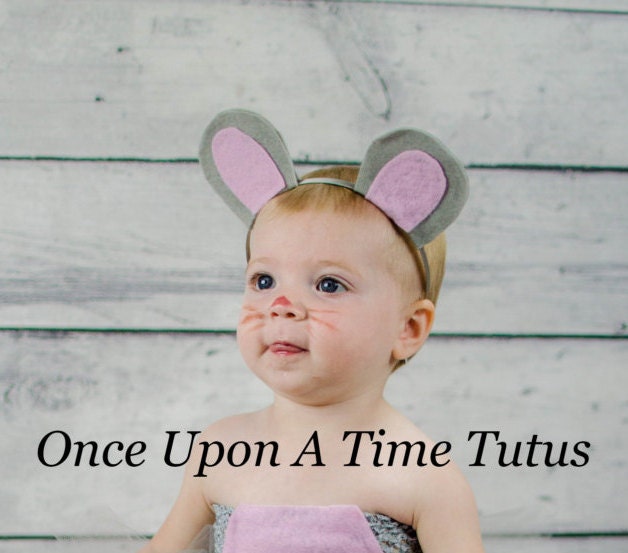 Grau Rosa Maus Ohren Stirnband - Halloween Tier Harte Haarband Kleine Mädchen Kind Teen Erwachsene Damen Frau Größe Cosplay Zubehör von OnceUponATimeTuTus