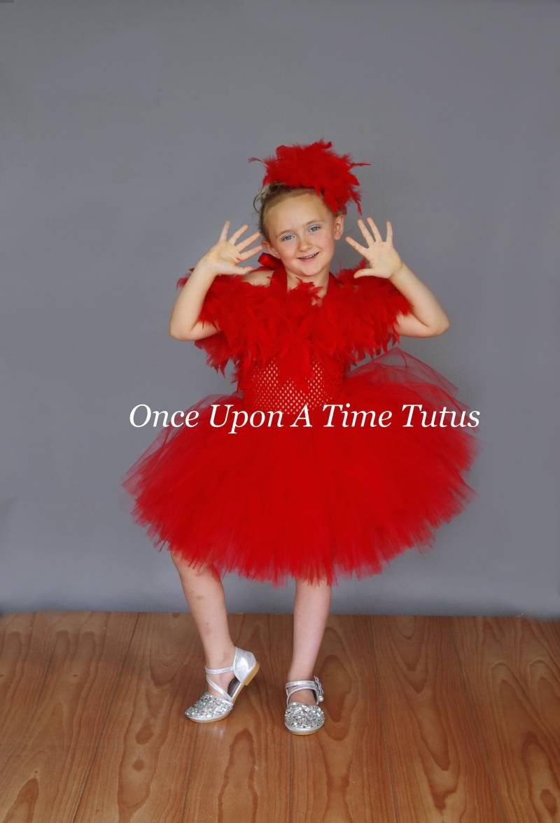 Papageienkostüm, Rote Vogelfeder, Halloween-Kostüm, Kinderkostüm, Baby-Tütü-Kleid, Kleinkindkostüm, Hellroter Ara-Kostüm von OnceUponATimeTuTus