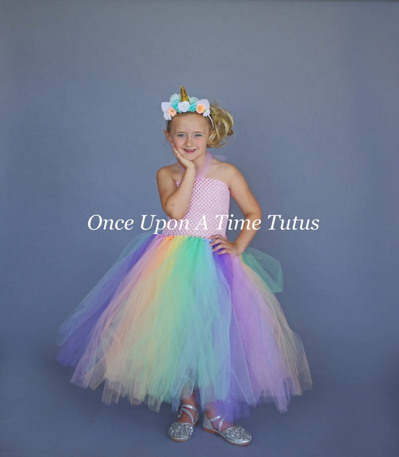 Pastell Regenbogen Tutu Kleid - Einhorn Halloween Kostüm Mädchen Größe 6 12 Monate 2 T 3 4 5 7 8 10 Kinder Fee Geburtstag Fotorequisite von OnceUponATimeTuTus